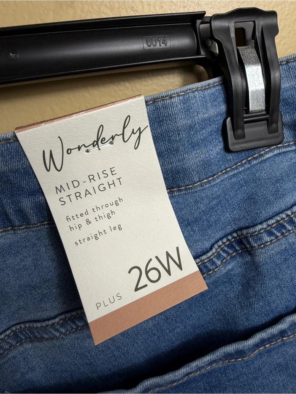 NWT Wonderly Plus Size 26W Jeans Mid Rise Straight Leg Blue Stretch Denim